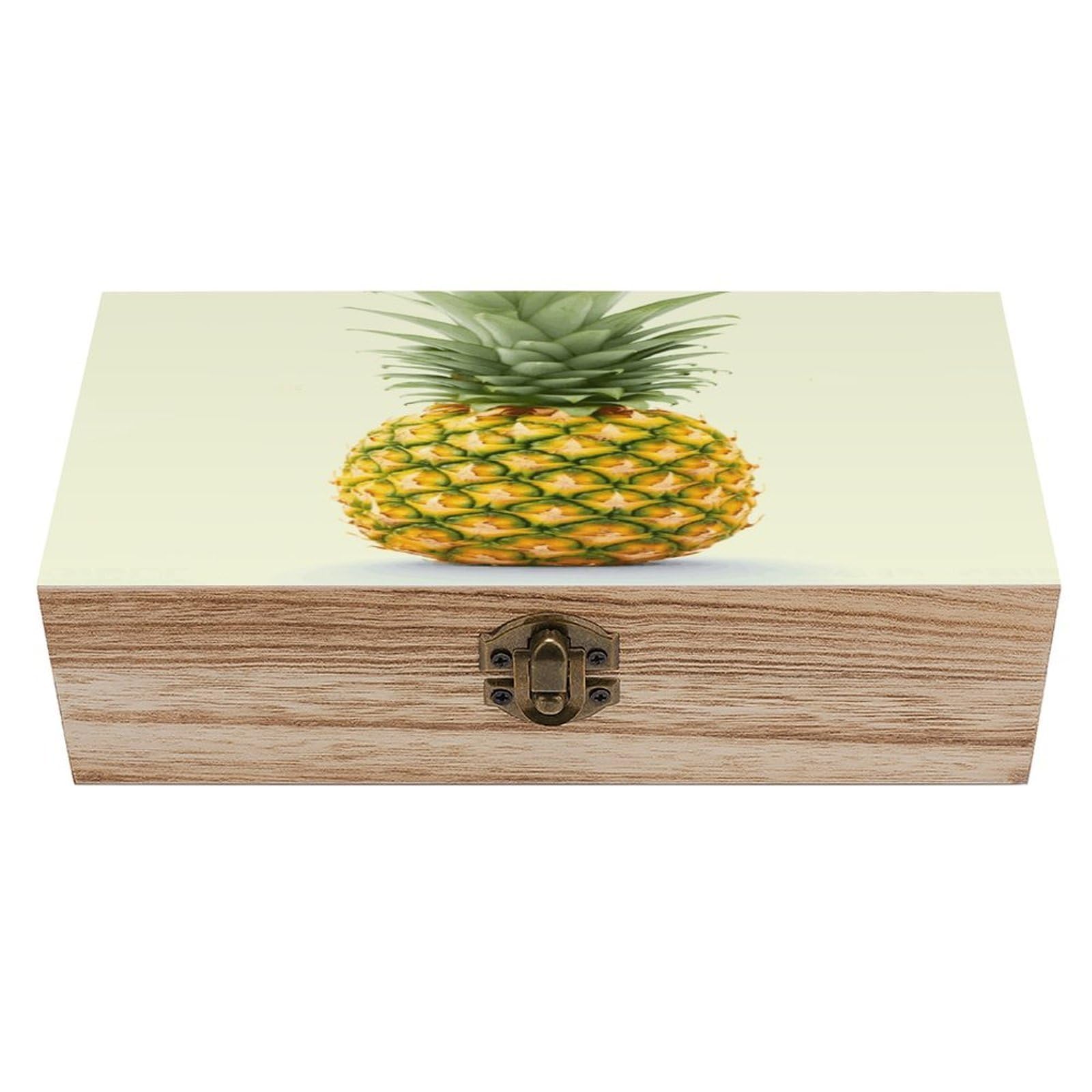FekiLoot Fresh Pineapple Wooden Box with Hinged Lid Vintage Storage Box Beautifully Keepsake Boxes Jewellery Organiser & Trinket Holder Unique Gift Ideas for Men & Women