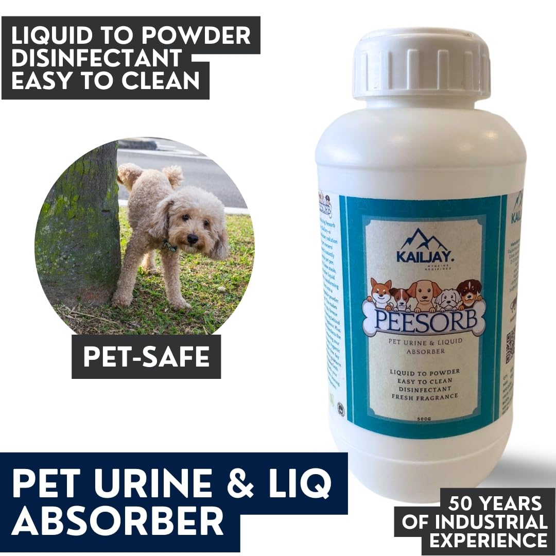 Kailjay peeSORB Pet Urine and Liquid Absorber & Dog deodorizer, for Dogs/Cat urine, vomit, poop Liquid to Powder, Easy to Clean, Disinfectant, Fresh Fragrance, Easy to Use (900G) 3