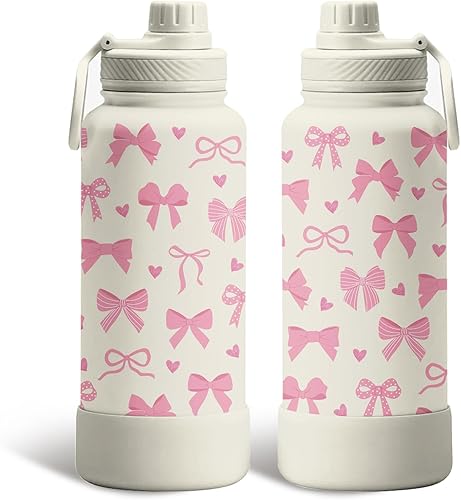 Miniatura 22 de Regalos de gatos para los amantes de los gatos, botella de agua aislada de 34 onzas, botella deportiva de acero inoxidable con tapa de boquilla, sin