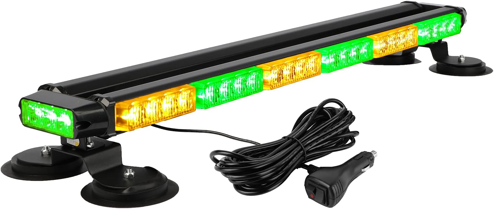 29.5" 54 LED Strobe Light Bar Double Side Flashing High Intensity Emergency Warning Flash Strobe Light with Magnetic Base for Safety Construction Vehicles Tow Trucks Pickup (Amber/Green)