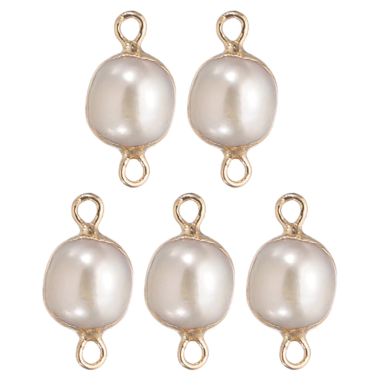 PATIKIL Natural Freshwater Pearl Charm, 5 Pcs Culture Pearl Beads Links Connectors with Hole for Necklace DIY Ocean Pendants Jewelry Making, Pink