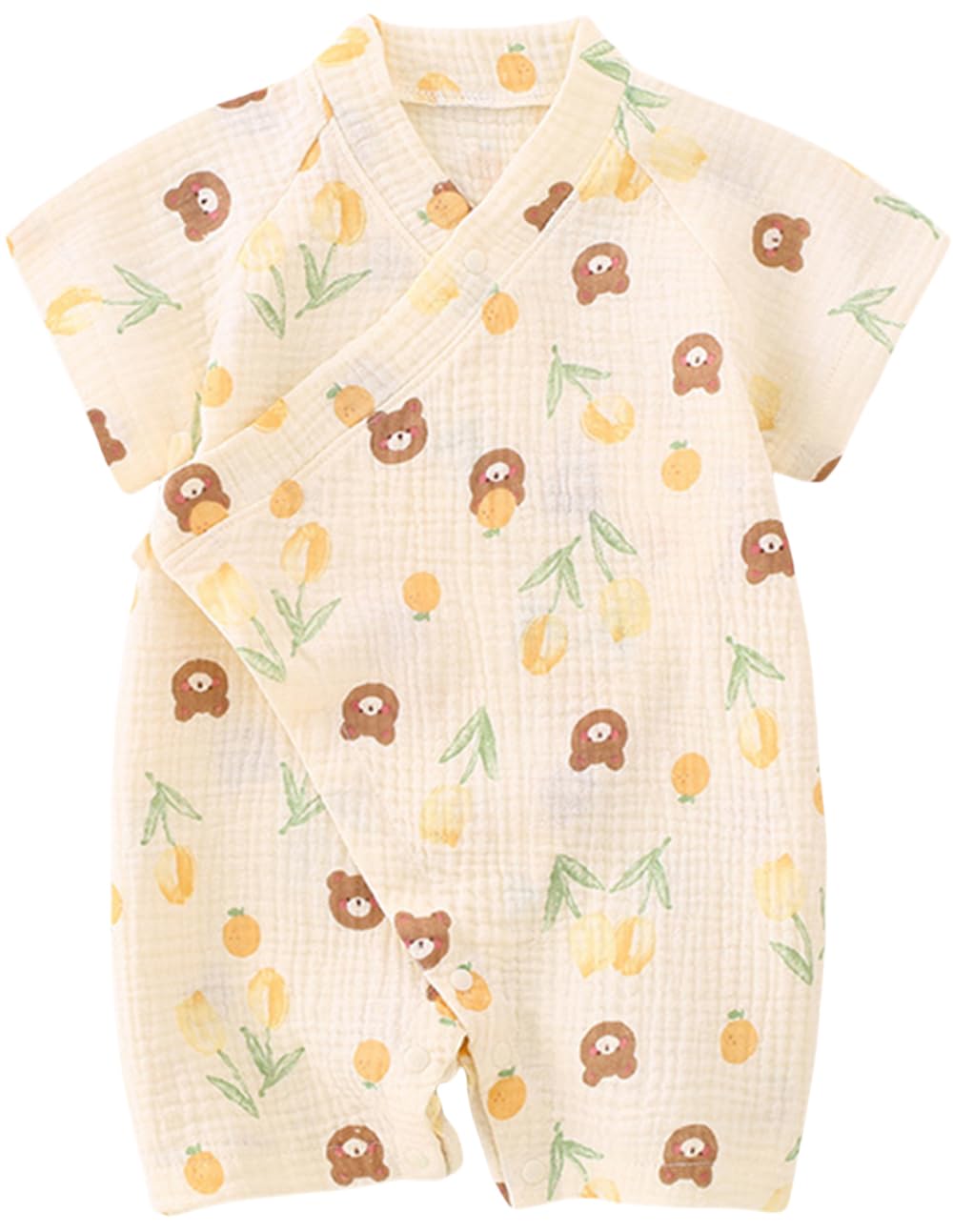 BINIDUCKLING Baby Kimono Cotton Muslin Outfit 12 Months Tulip Bear