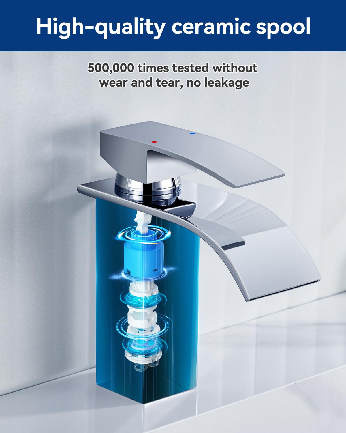 CECIPA Wasserhahn Bad, Wasserfall Wasserhahn Bad Edelstahl Waschtischarmatur Wasserfall mit Auslauf Höhe 85mm Waschbecken Armatur Chrom Einhebelmischer Warm und Kalt wasser Mischbatterien | Für Kalt- und Warmwasser, Einhandbedienung, DVGW Zertifiziert, Ke