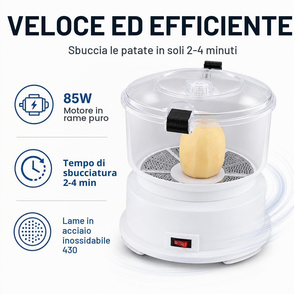 Pelapatate Patate Elettrico Sbucciatrice Di Patate Sbucciatrice Automatica Di Patate In Acciaio Inossidabile,Per Cucina, Ristorante, Fast Food
