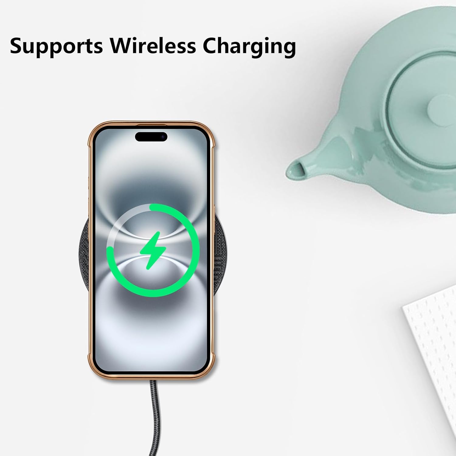 ZTOFERA Designed for iPhone 16 Plus Case 6.7 inch,Cute Plating Edge Love Hearts Pattern with Camera Lens Protection Phone Cover for Girls Women,Black - Image 3