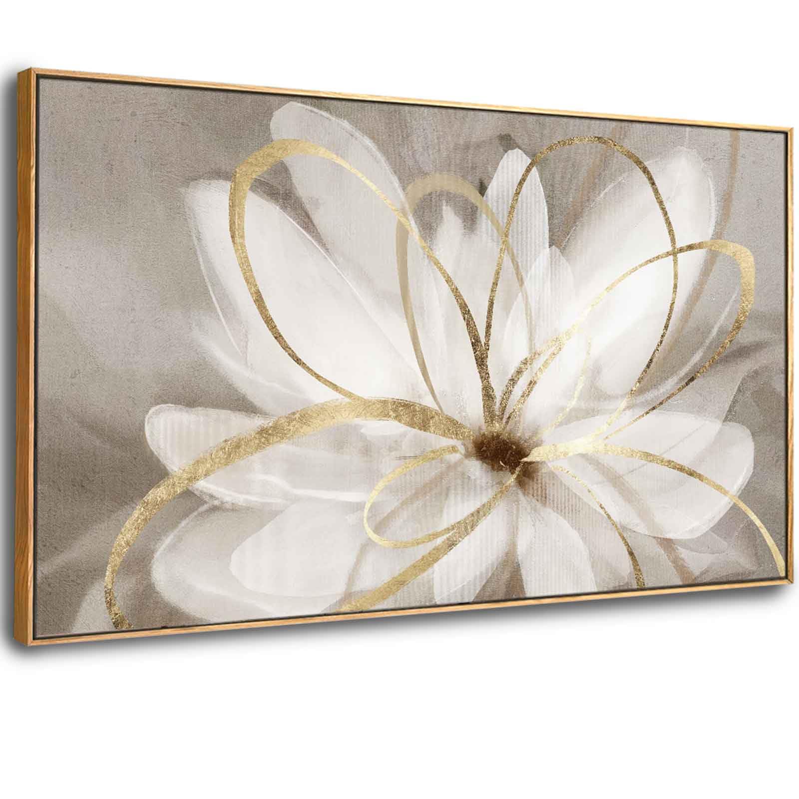 SOUGUAN White Flower Picture Gold Botanical Paintings for Wall Decorations Wall Art for Living Room Bedroom Office Home Decor 24"x36"
