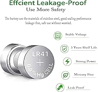 Vista 3 de Lr41 Baterías de botón LR41 SR41 AG3 736 Batería 1.5V botón pilas de monedas (10 unidades)