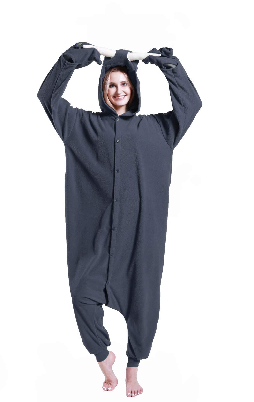dressfan Unisex Adult Grey Walrus Onesie Pajamas Costume Animal Halloween Carnival Costumes One Piece Pajamas for Women,Grey,XL - Image 4