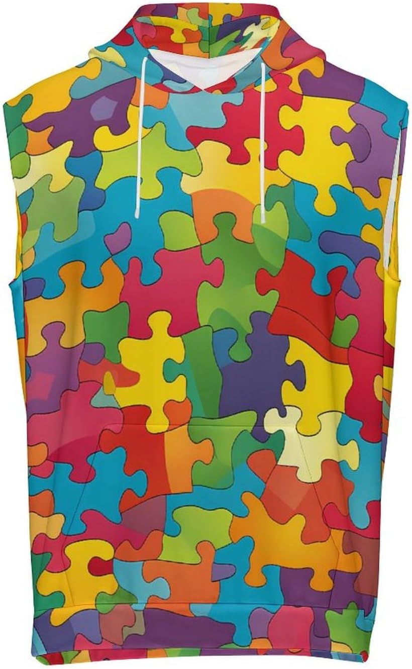 Men's Workout Hooded Tank Tops Sleeveless Muscle Gym T-Shirts