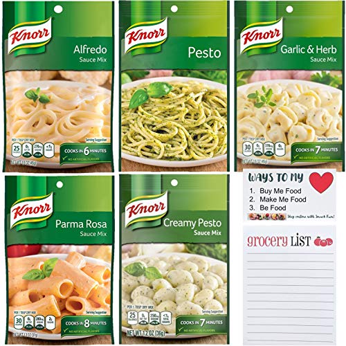 Knorr Sauce Mix 5 Pack | Parma Rosa | Creamy Pesto | Garlic & Herb | Alfredo | Pesto | Variety Pack | Magnetic Shopping Pad by Snack Fun Knorr Sauce Mix 5 Pack | Parma Rosa | Creamy Pesto | Garlic & Herb | Alfredo | Pesto | Variety Pack | Magnetic Shopping Pad by Snack Fun