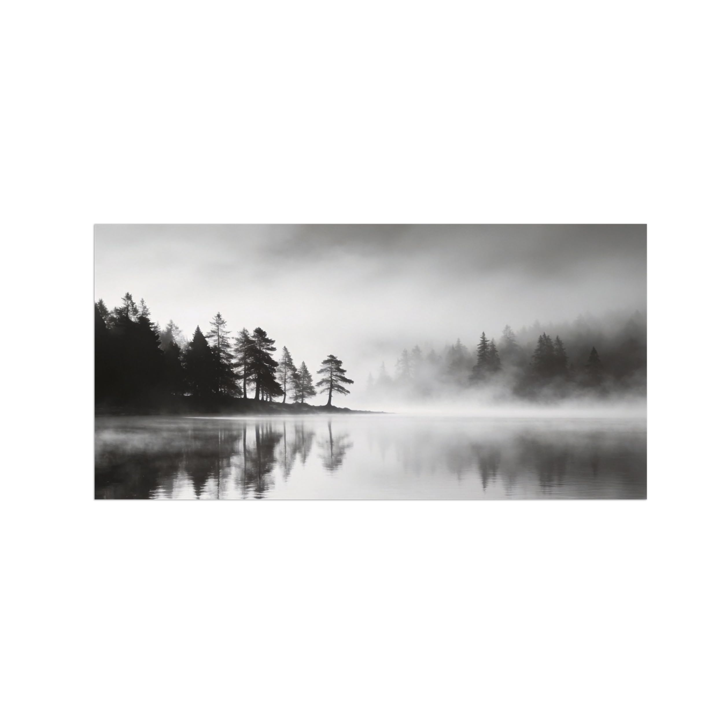 OZPWBVY Black and White Landscape Print Painting-Tree Lake-Minimalist Canvas Wall Art Picture for Home Decor 8x16in 20x40cm Unframed