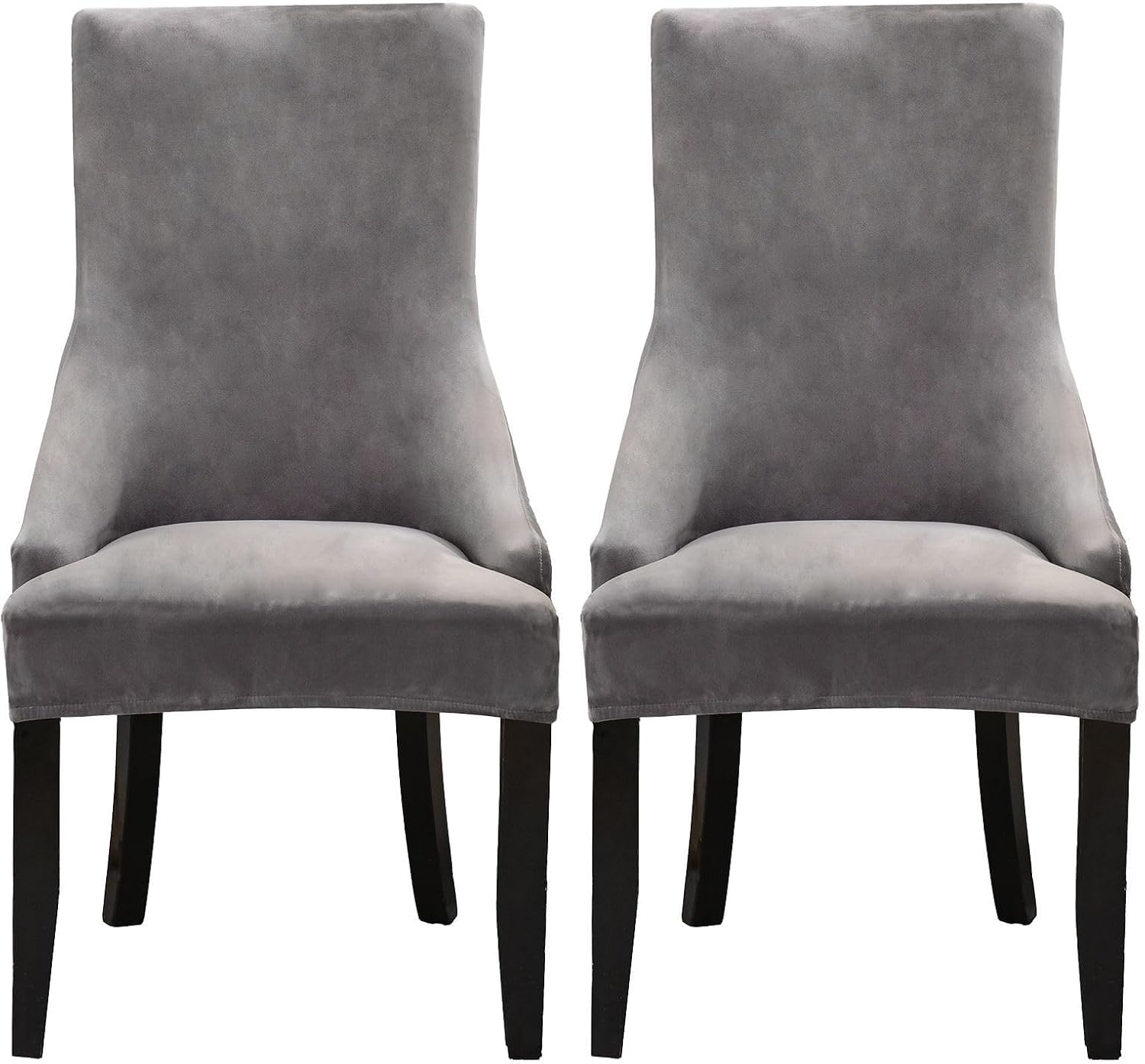HACLEN Wingback Side Chair Slipcovers Velvet, Wingback Armchair Covers Soft Thicken Dining Chair Covers Stretch Removable for Banquet (grey,Set of 2)