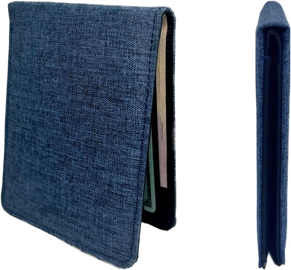 CardGear RFID Blocking Full Size Bifold Wallet with 8 Slots, 1 Key Pocket, Cash Divider, and Large ID window, Come with ECO-friendly Gift Box (Canvas, Denim Blue)