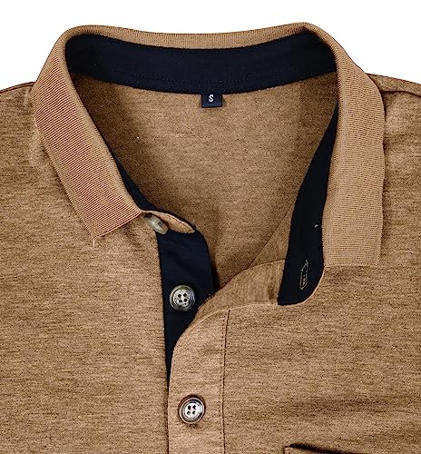 Mens Long Sleeve Polo Shirts Casual Fashion Button Up Collared Golf T Shirts with Pocket4