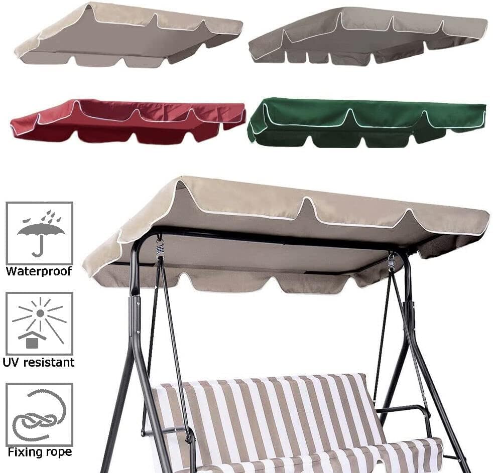 Miniatura 5 de Toldo de columpio para porche, cubierta superior impermeable de repuesto, para asiento de jardín, toldo de repuesto para patio al aire libre (color