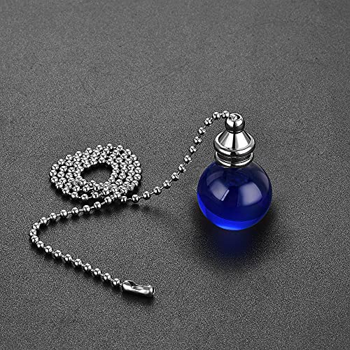 Image of uxcell Ceiling Fan Pull Chain, 20 Inch Fan Pull Chain Ornament Extension Lighting Accessories, 30mm Crystal Ball Pendant, Blue 2Pcs