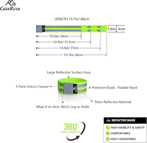 Miniatura 5 de GoxRunx Chaleco reflectante para correr, chalecos de seguridad ligeros y reflectantes con bandas para el brazo