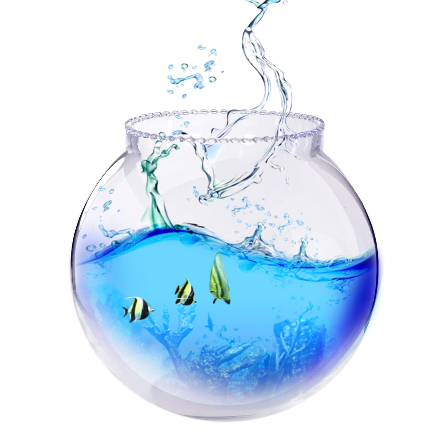 Jainsons Pet Products Round Transparent Crystal Glass Zig Zag Neck Bowl Clear Sphere Vase Fish Tank Water Jar with Lotus (Fish-Bowl-8 INCH) (B0BT7T9646) Amazon Price History, Amazon Price Tracker