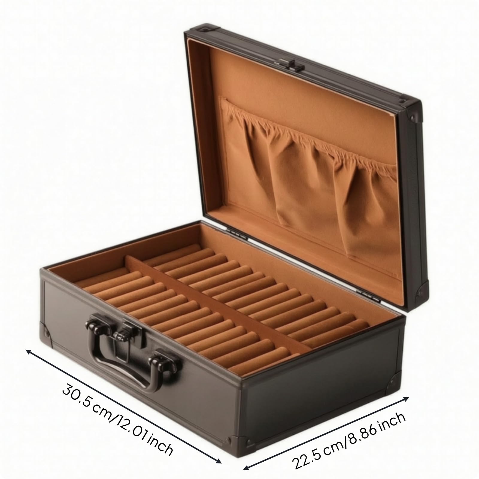 Estuche Rígido para Brazaletes Portátil | Organizador Pulseras con Asa, Adaptable, Organizador Rejillas, para Tocador, Café