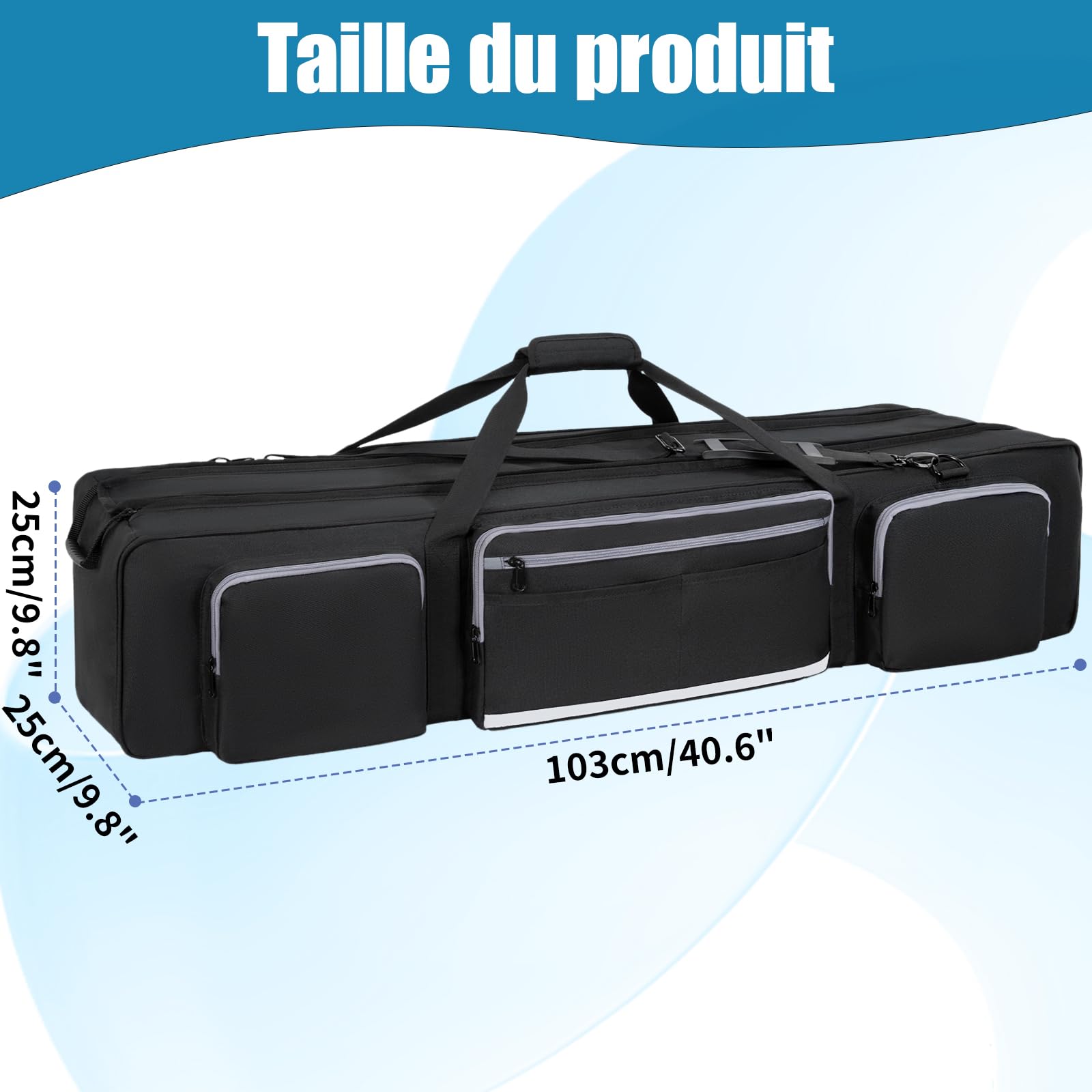 OUUTMEE 103CM Sac de Transport pour Trépied avec Bandoulière et Poignée, Étui pour Trépieds avec Séparateurs Amovibles, Housse pour Trépieds, Monopods et Accessoires (Noir)