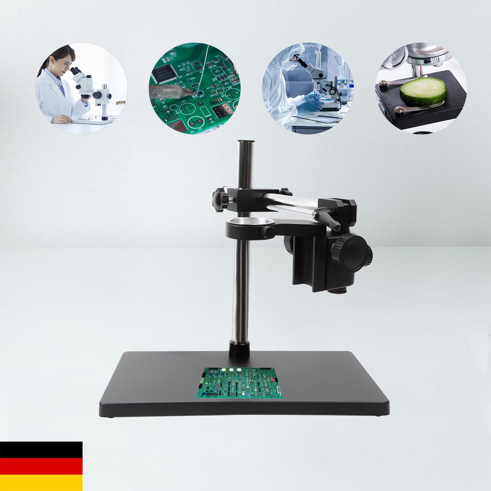 Supporto di base professionale in lega di alluminio universale regolabile in altezza, supporto per microscopio con messa a fuoco manuale per insegnamento, medicina, ricerca, ecc