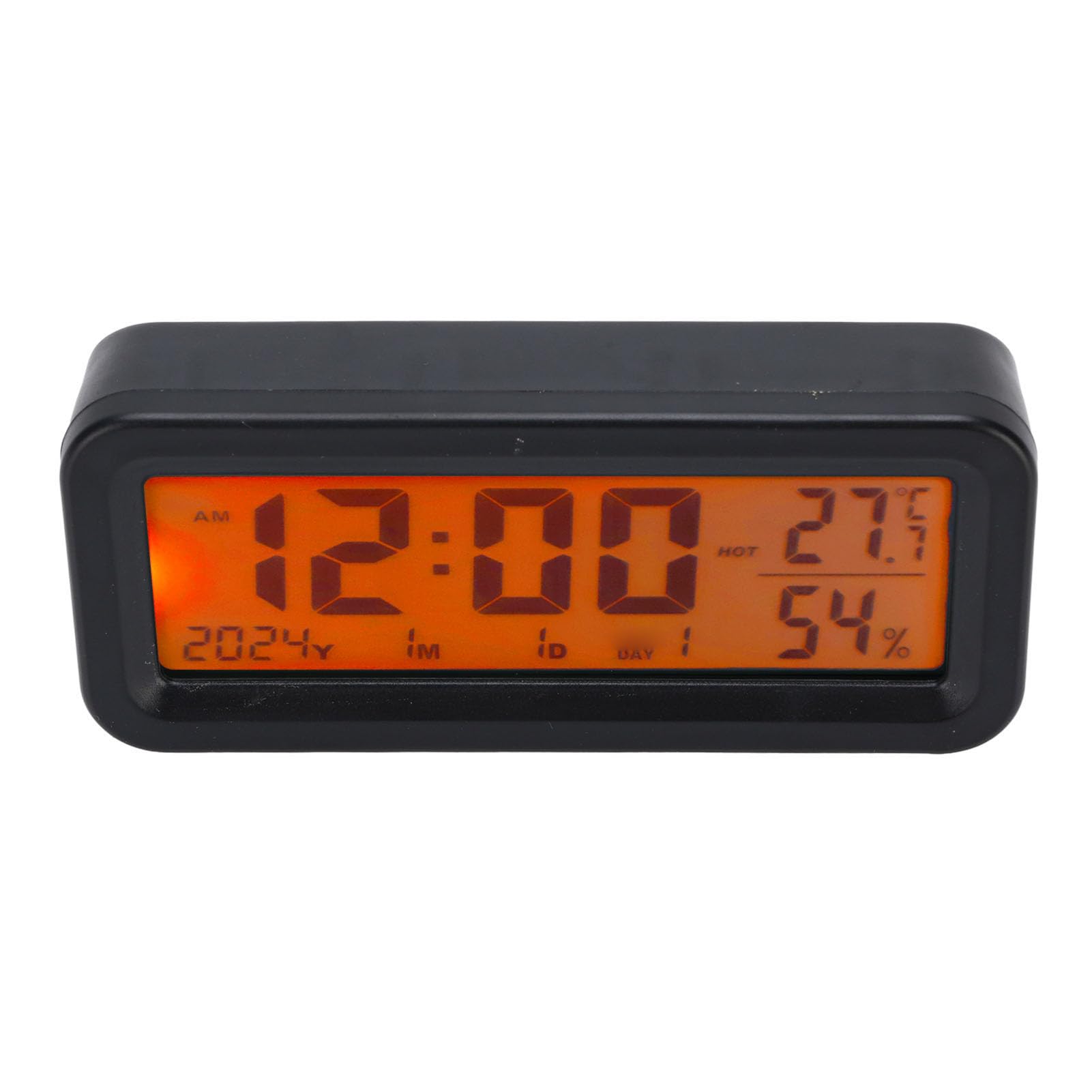 FTVOGUE Orologio per Auto Luminose con Display Digitale di Grandi Dimensioni, Calendario Orologio Cruscotto Elettronico a Energia Solare, Display di umidità della Temperatura per Auto,