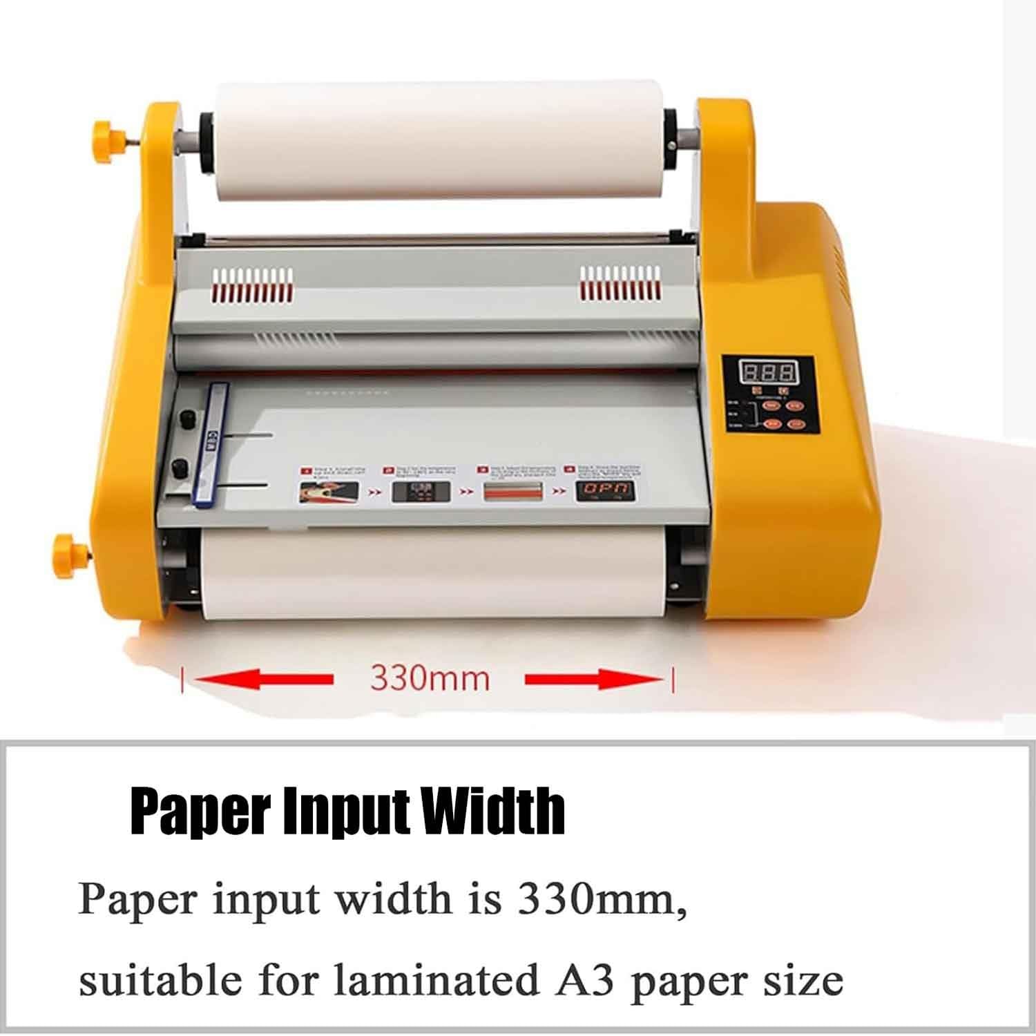 Laminatrice a rulli caldi e freddi da 600 W, 330 mm/A3, plastificatrice singola e bilaterale a 4 rulli, termoformato, da 13 pollici, regolabile da 0 a 150 °C, per menù