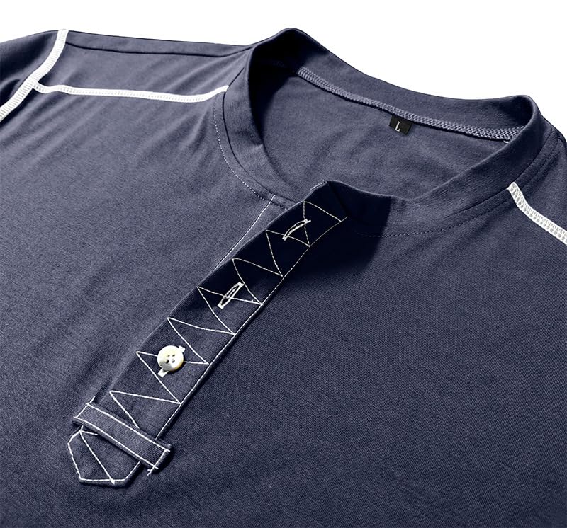 Mens Henley Shirts Short Sleeve Casual Basic Cotton Tee Summer Fashion Button T Shirts2