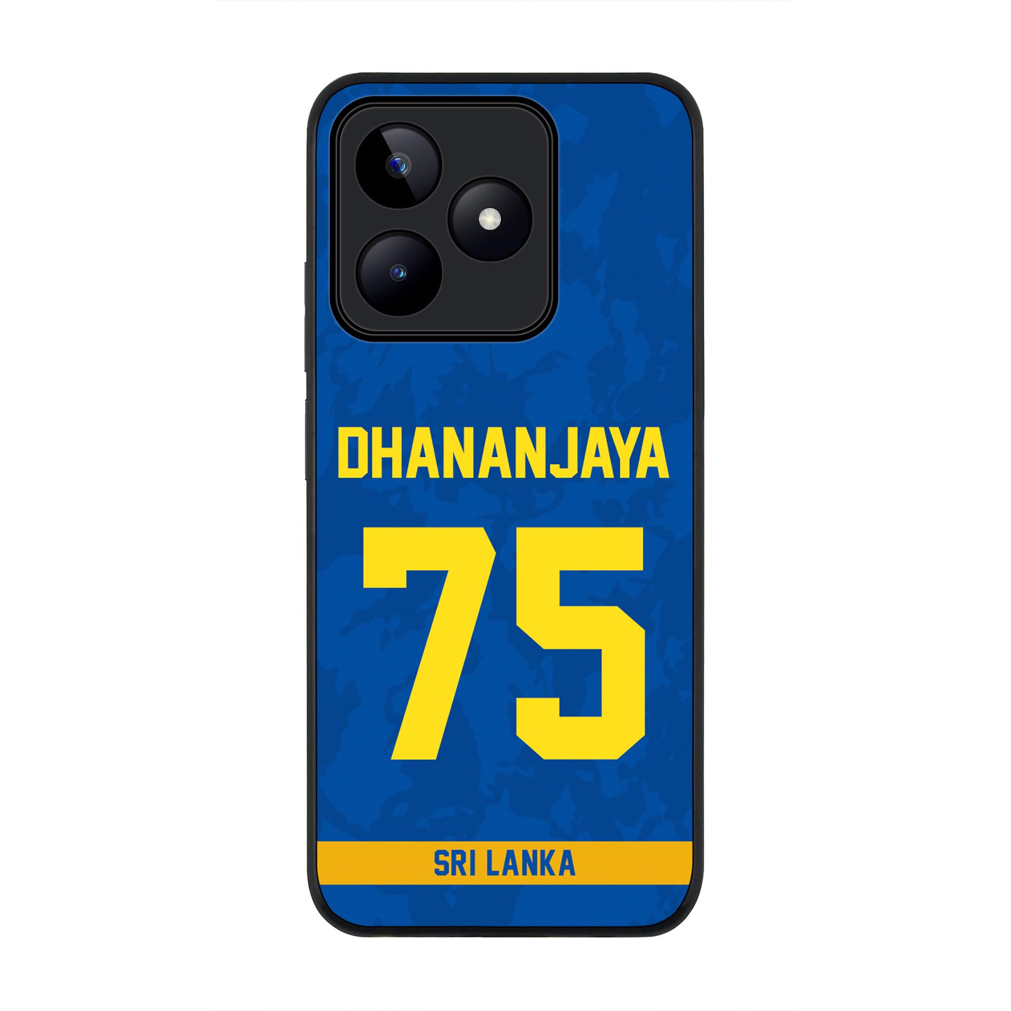 StylizeddRugged Black edge case for Realme C53, Slim fit Soft Case Flexible Rubber Edges Anti Drop TPU Gel Thin Cover - Team Sri lanka Dhananjaya de Silva, Jersey No 75