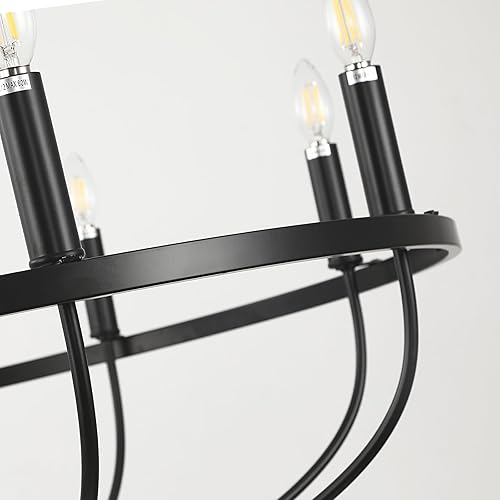 Miniatura 3 de LamQee Candelabro de 2 niveles de 33.5 pulgadas, modernos candelabros de granja para techos altos, iluminación rústica para comedor, cocina,