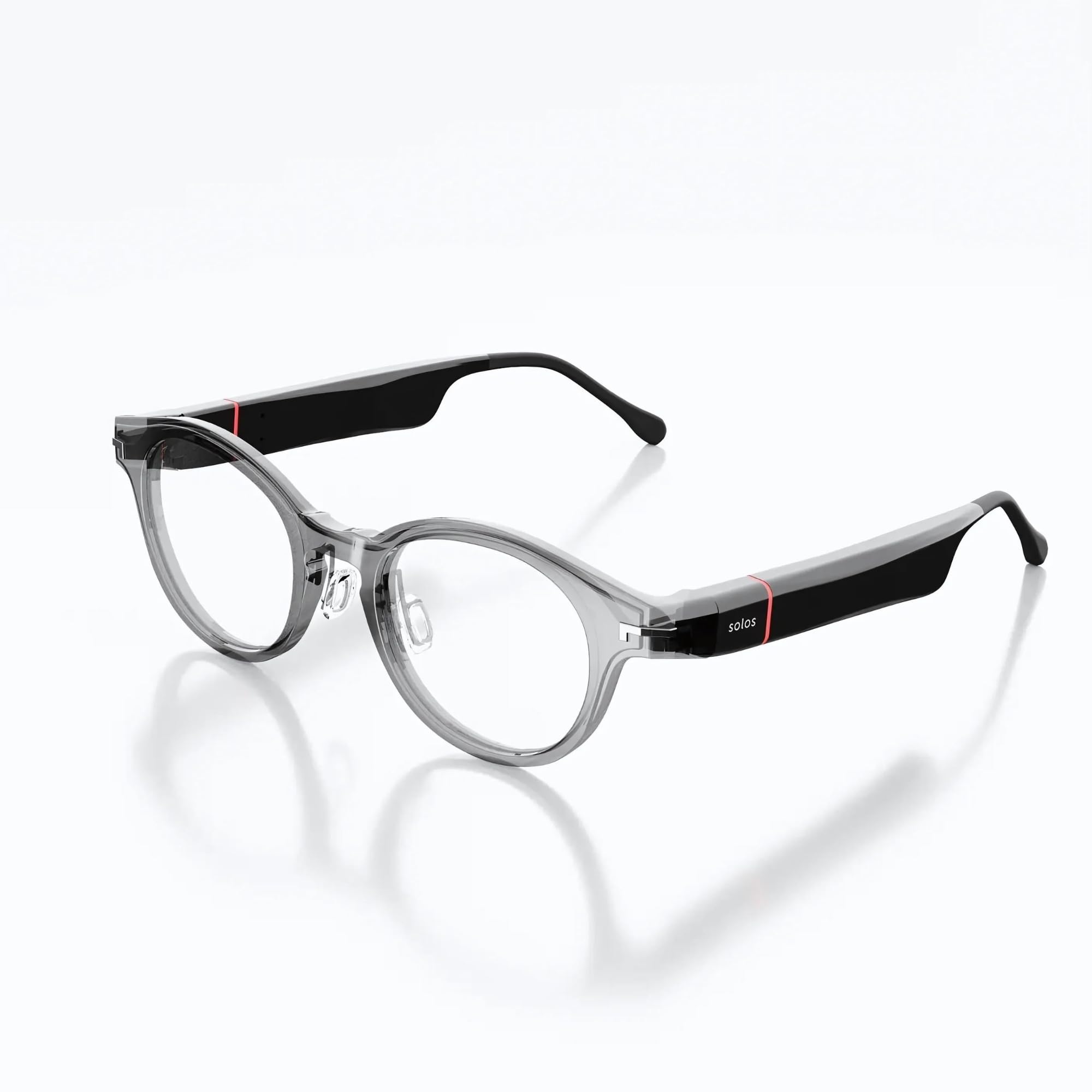 SOLOS AI Powered Glasses Argon 8 Crystal Gray Lenses Integrated ChatGPT for Travel and Real Time Translation Stereo