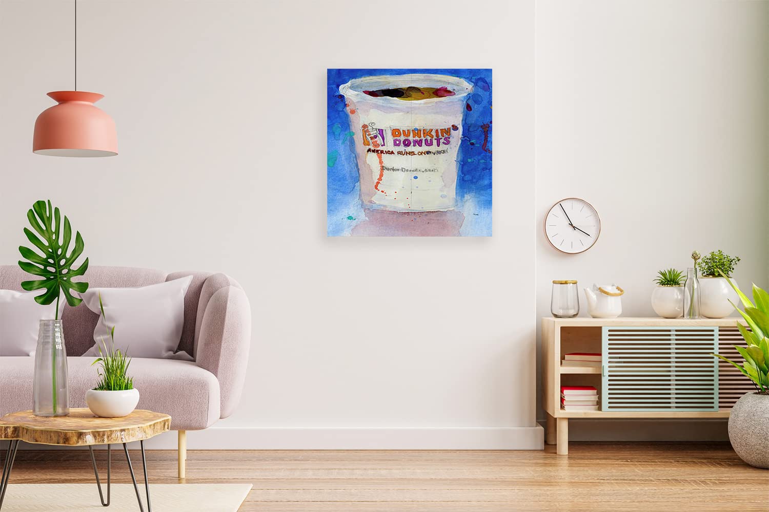Printed Framed Canvas Painting for Home Decor Office Wall Studio Wall Living Room Decoration (14x14inch Wrapped) - Dunkin Donuts
