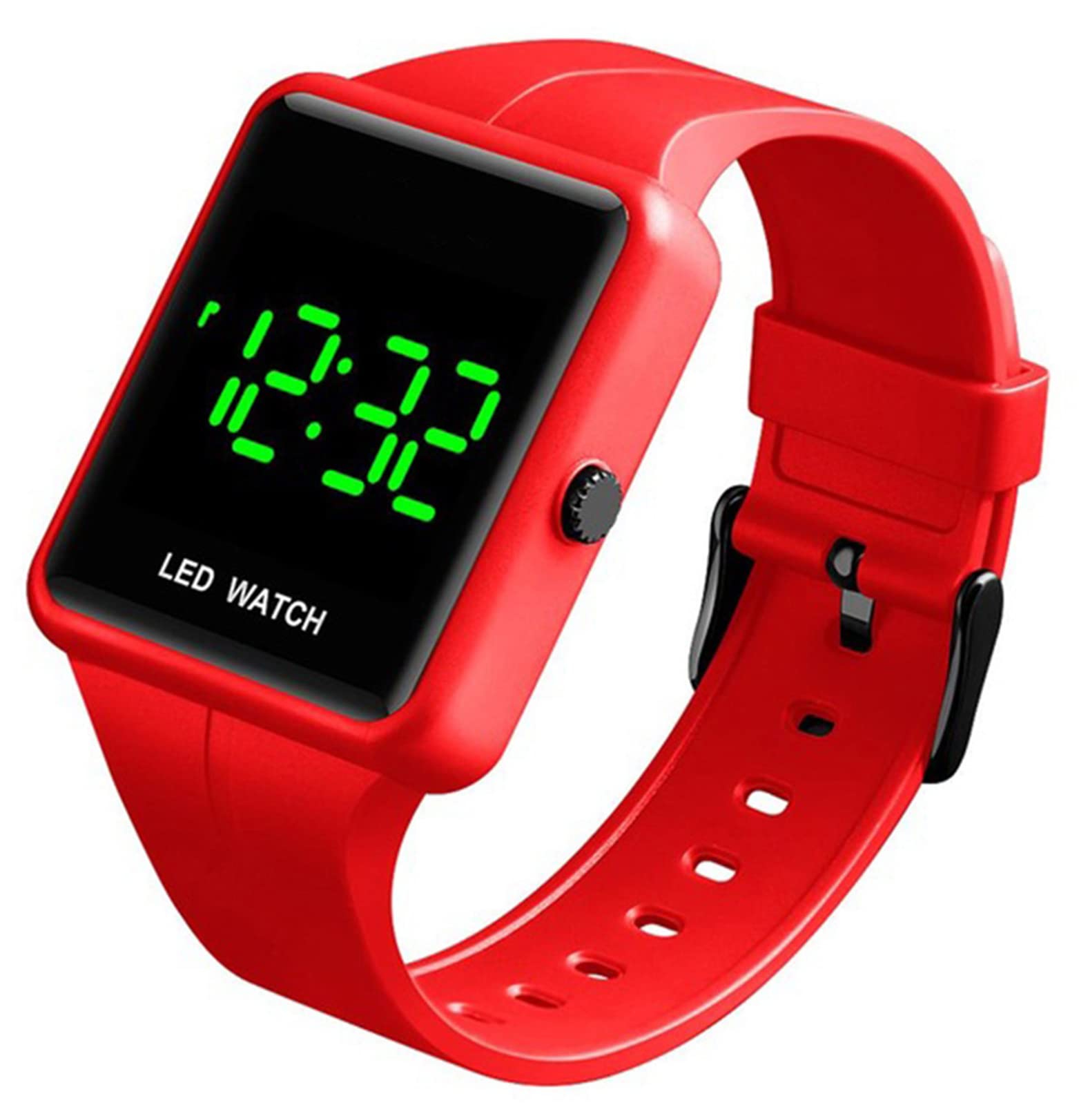 Simple Men Women Sports LED Digital Big Display Waterproof Date PU Strap Square Electronic Couple Watch