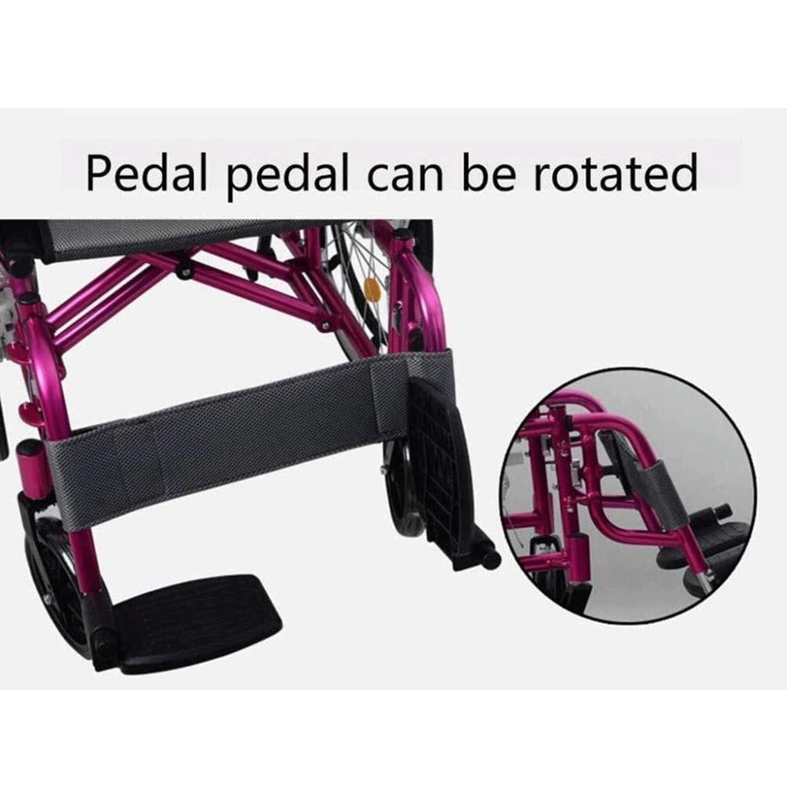 Silla de Ruedas Plegable Ultraligera Silla de Ruedas de Transporte Portátil Aluminio Deportes Silla de Ruedas Manual Autopropulsable/Red