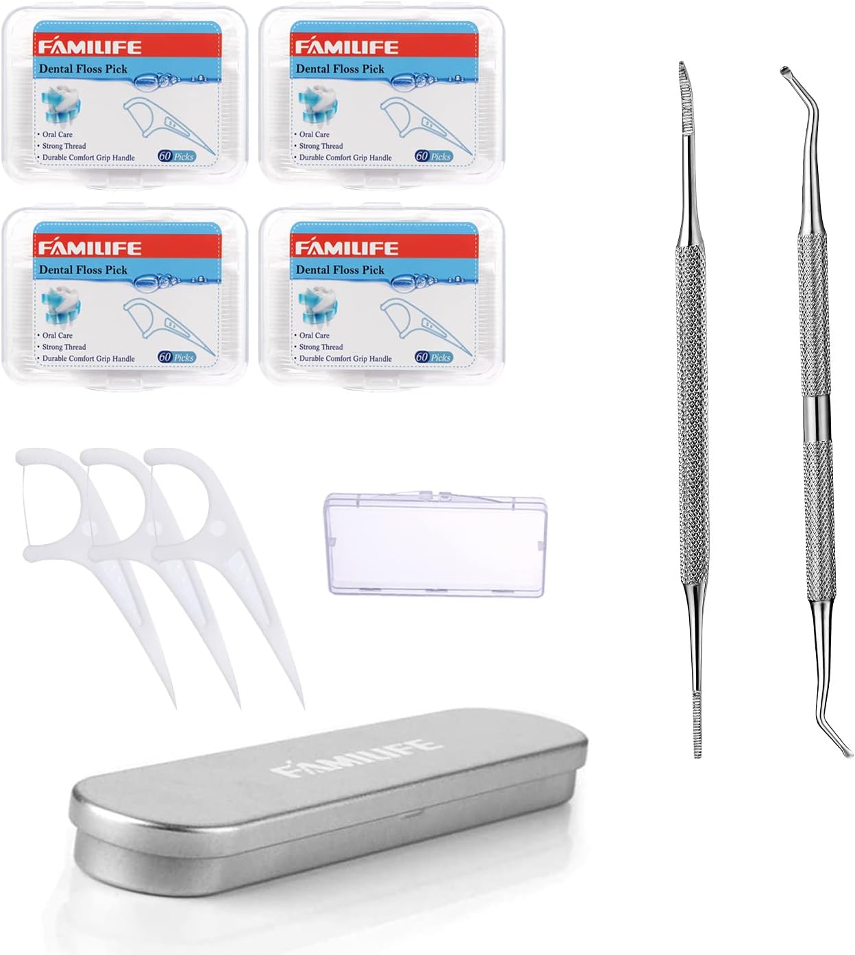FAMILIFE Dental Floss Picks 240 Picks Threader Flosser with
