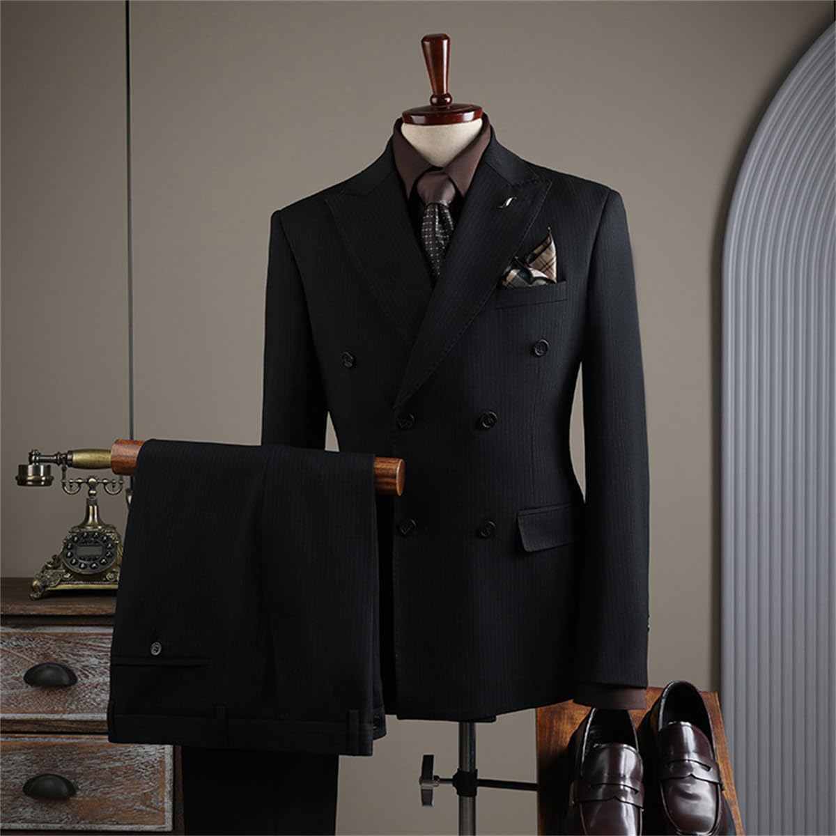 GROSGRAIN ストライプ ダブルブレストスーツセット GROSGRAIN ストライプ ダブルブレストスーツセット GROSGRAIN