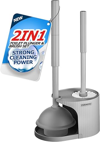 Juego de émbolo y cepillo de inodoro 2 en 1, émbolo de mango extendido, juego de émbolo de cepillo de inodoro, herramientas de limpieza de baño,