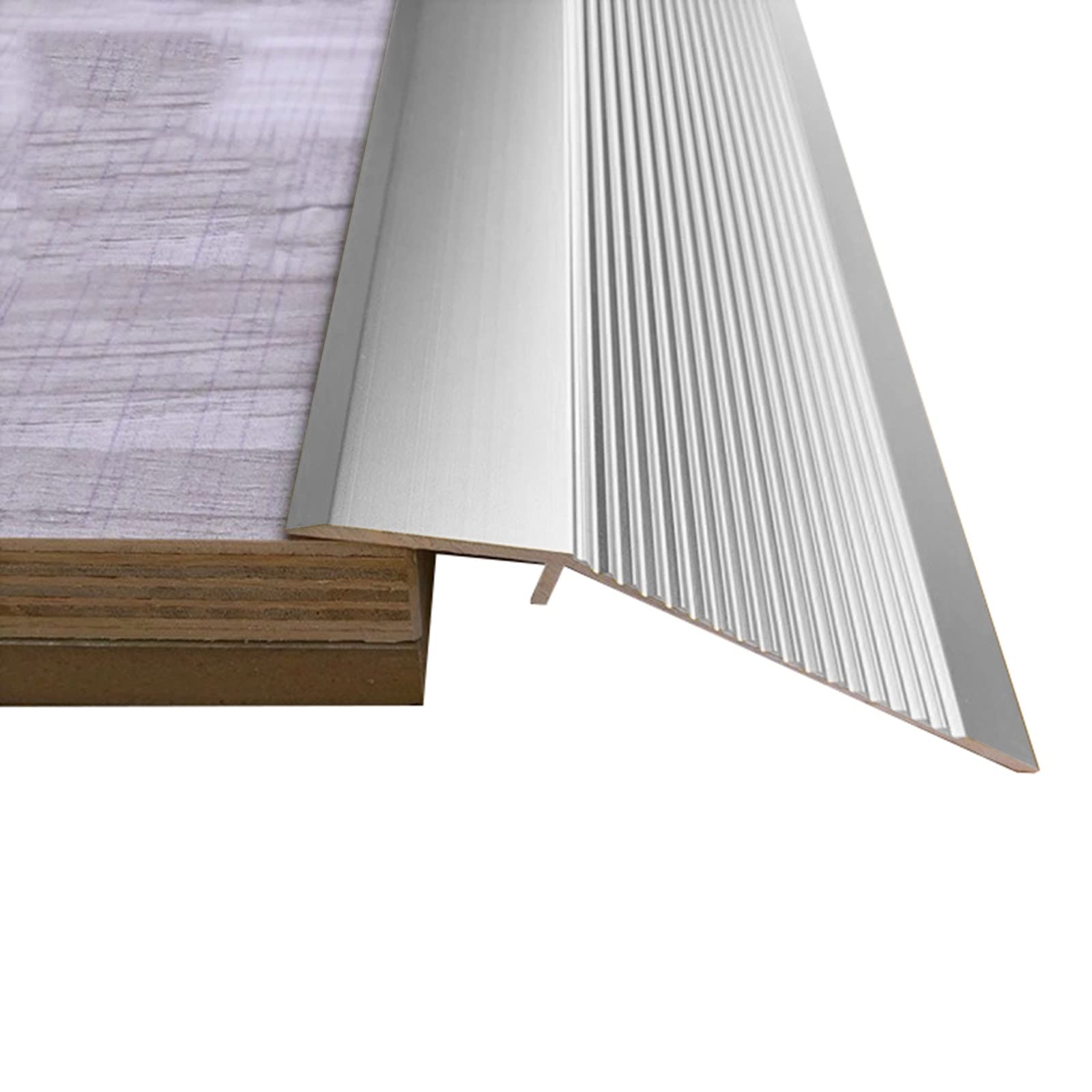 Threshold Transition Strip for Wood to Tile/Laminate to Tiles,Metal Non-Slip Floor Transition Strip for Uneven Flooring, 35/37/39/41/43/45/47/49inch Long(Silver,120cm/47.2in)