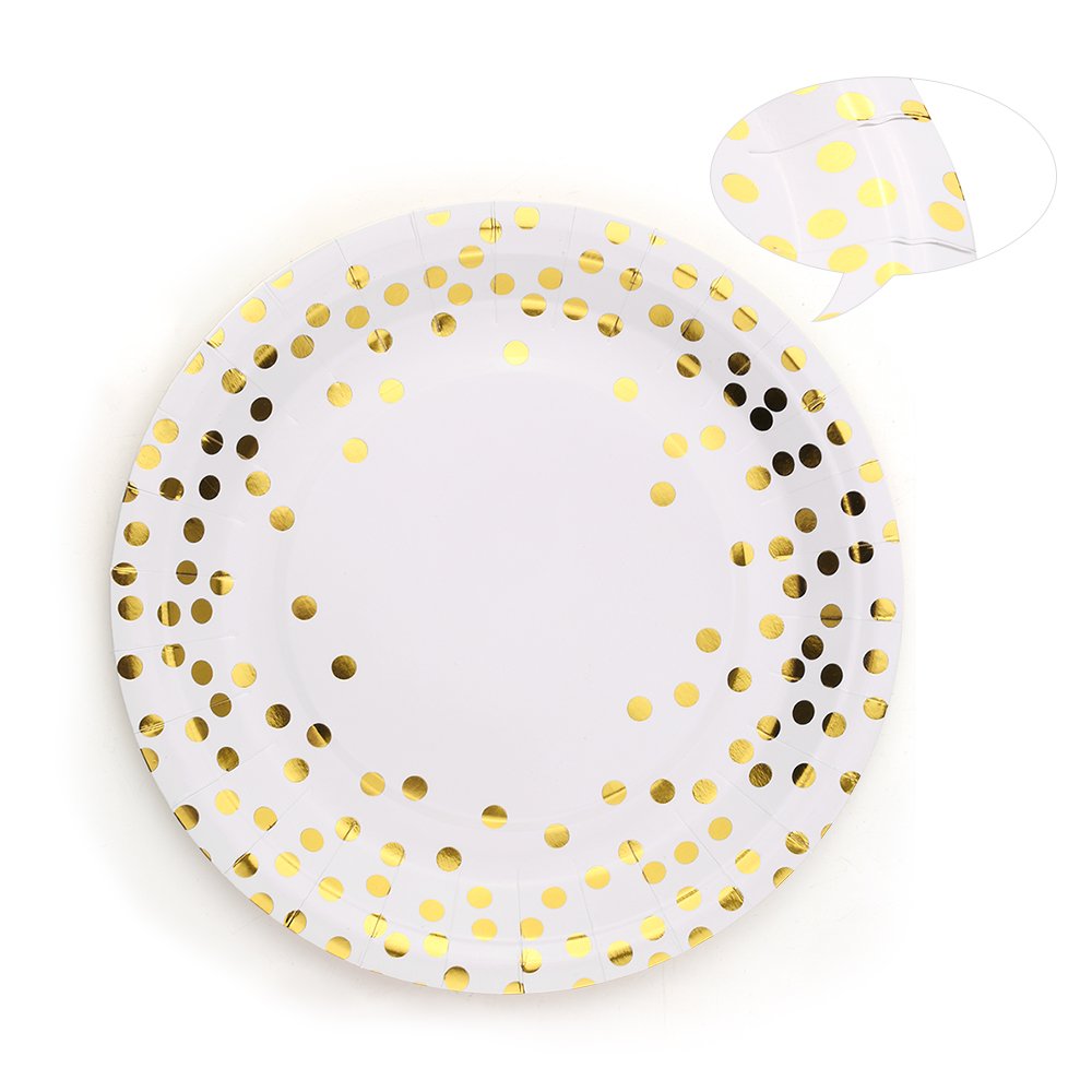 180pcs jednorazowe kubki papierowe Zestaw Golden Polka Dot Drinkware naczyń do zgromadzeń Wesela DIY Projekty