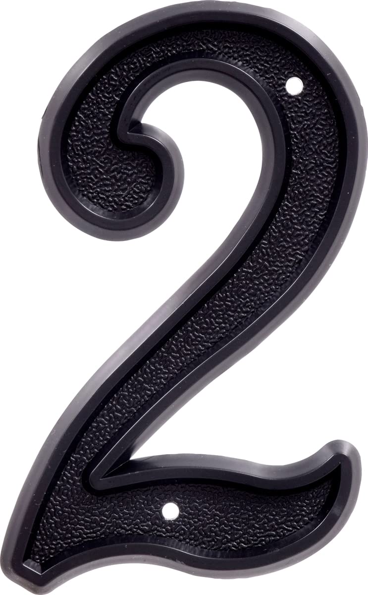 844042 6 In. Matte Black Plastic House Number - 2 - 6 Piece Set