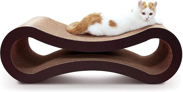 ScratchMe Cat Scratching Post Lounge Bed, Cat Scratcher Cardboard Board Pads Catnip