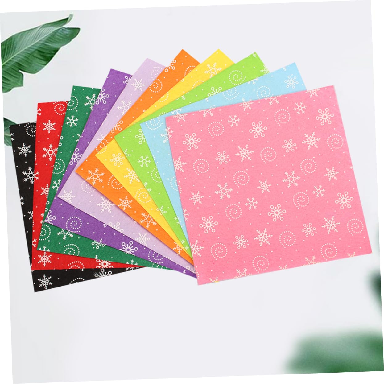 ULDIGI Cute Snowflake Pattern Cloth 10pcs Handmade Non-Woven Fabrics for Kids' Christmas Craft