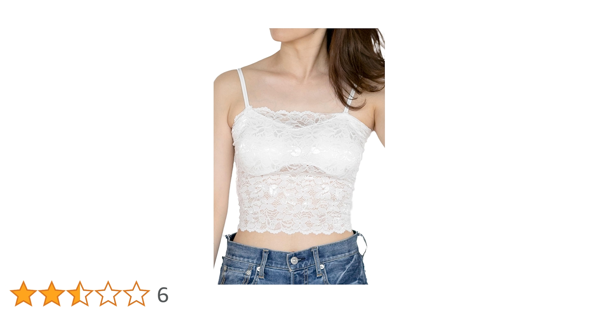 Amazon | [MORE AUNI] 花柄 レース キャミソール カップ付