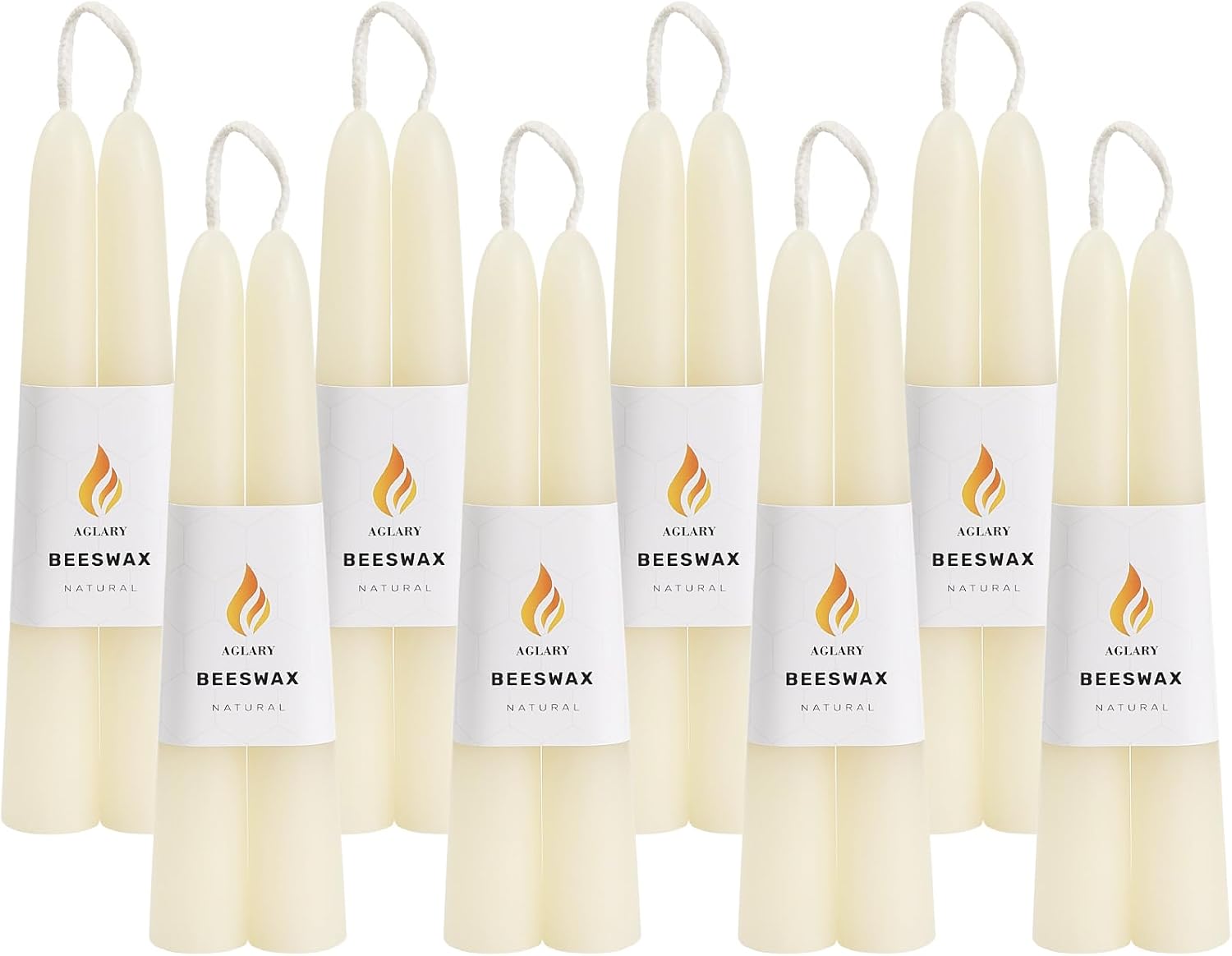 100% Pure White Beeswax Taper Candles - 6 Inch Natural Smokeless Spell Candles for Meditation, Rituals & Home Decor (16 Pack)​