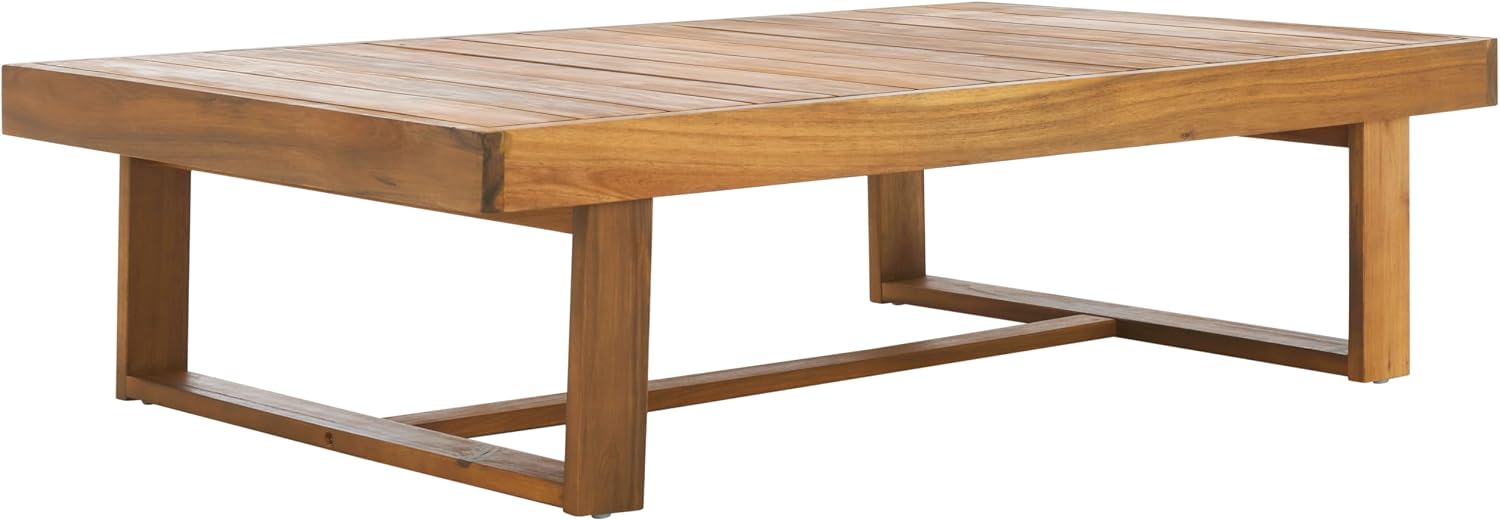 SAFAVIEH Outdoor Patio Furniture - Dune 4-Piece Set - Sand & Light Grey - Acacia Wood - Rustic, Conversation Set with Detachable Cushion Covers - Ideal for Patio, Deck, Porch, Backyard (PAT9516B-KIT3)