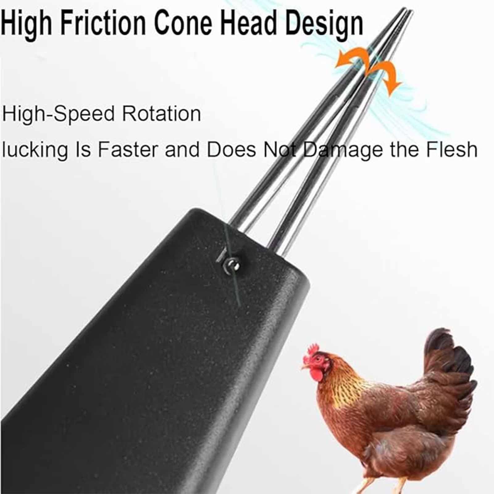 Máquina desplumadora eléctrica de pollo, cabezal de cono de alta fricción, interruptor impermeable, duradera y fácil de limpiar para aves de corral, pato, pavo y pájaros