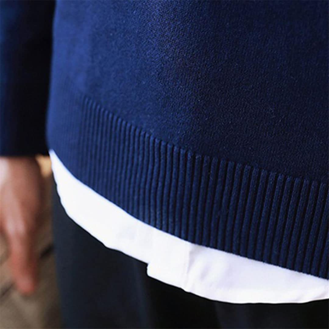 Vogrtcc Suéter de los hombres Suéter de punto Top Color sólido Cuello en V Manga larga Slim Pullover Knitwear Sweater