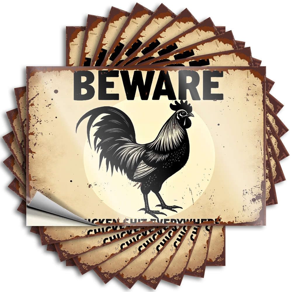 Holiday, Tattoo Funny Helmet Quote Stickers, Retro No Residue Decals for Luggage | Football Party Favor Custom Bewarechicken Shit Everywhere!(8X12CM)