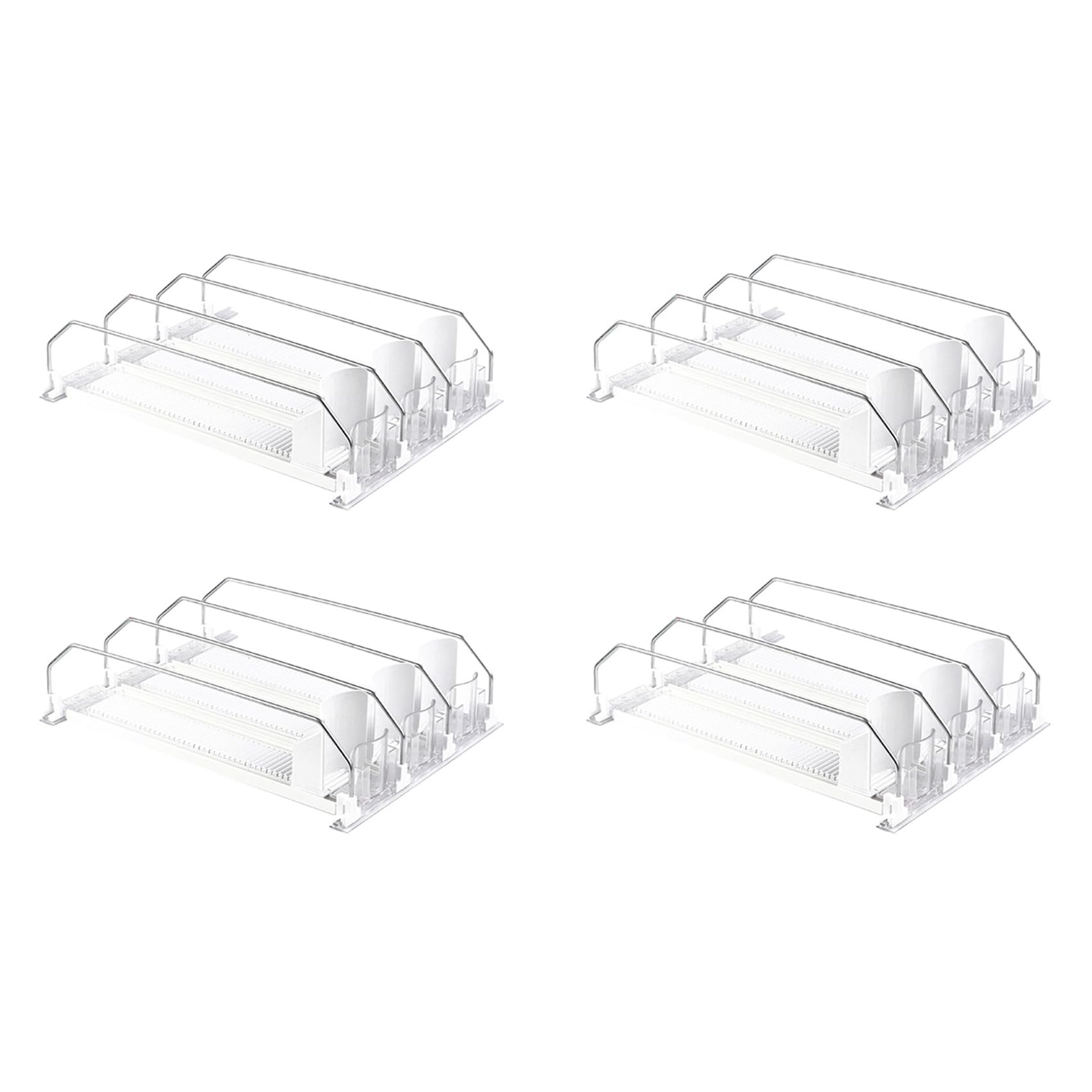 Hndhbfgrt 4X Drink Organizer for Fridge-White Automatic Pusher Glide,Soda Dispenser for Fridge-Holds Up to 15 Cans