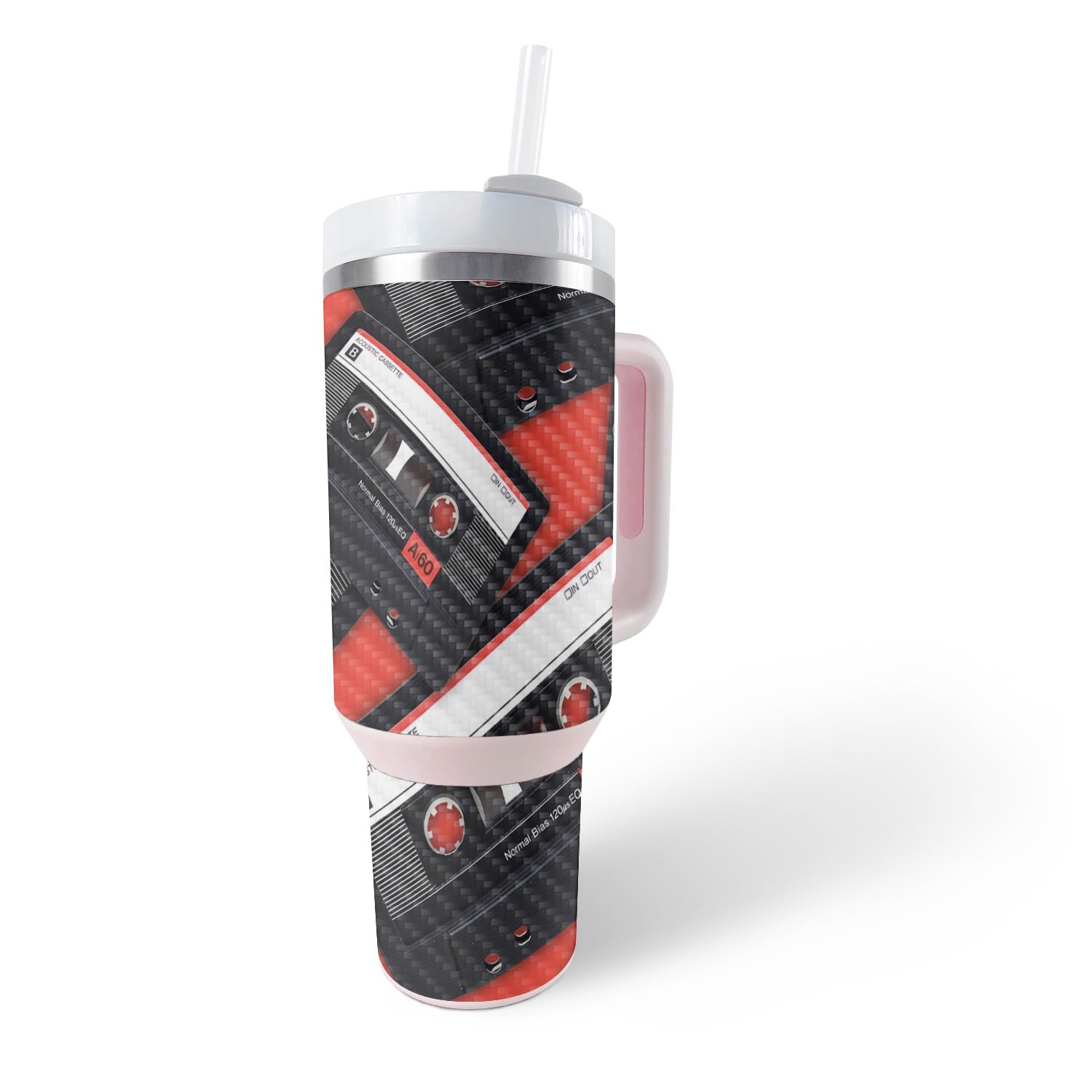 MightySkins Carbon Fiber Skin Compatible with Stanley The Quencher H2.0 FlowState 40 Oz Tumbler - Mixtape | Protective, Durable Textured Carbon Fiber Finish | Easy to Apply, Remove, and Change Styles